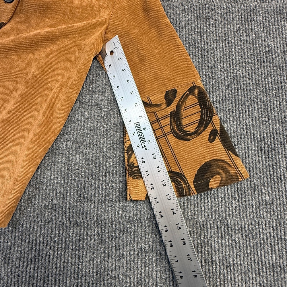 Trisha Tyler Women LARGE Corduroy Jacket Brown Abstract Circle Print Bell Sleeve - Picture 4 of 12